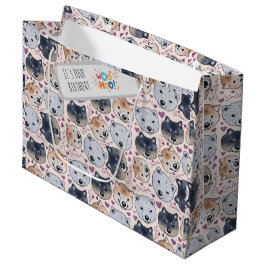 Sacola Para Presentes Grande Shiba Inu Cabeça De Cartoon Desenhada À Mão