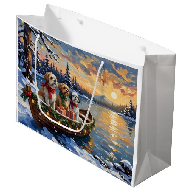 Sacola Para Presentes Grande Shih Tzu Christmas Boat Holiday (Frente inclinada)
