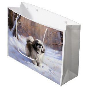 Sacola Para Presentes Grande Shih Tzu Deixe-O Neve Natal