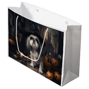 Sacola Para Presentes Grande Shih Tzu Pumpkins Halloween Scary