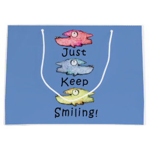 Sacola Para Presentes Grande Siga Sorridente! Peixes coloridos e dentuços