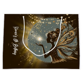 Sacola Para Presentes Grande Silhueta de Fada Mágica no aniversário de criança 