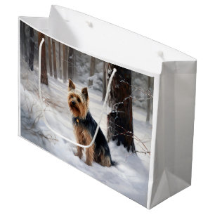 Sacola Para Presentes Grande Silky Terrier Deixe Nevar Natal 