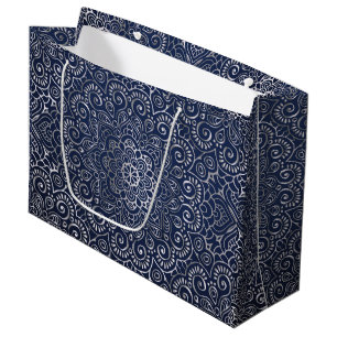 Sacola Para Presentes Grande Silver Mandala