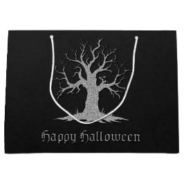 Sacola Para Presentes Grande Silver Spooky Tree Halloween