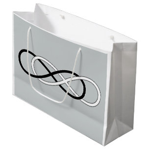 Sacola Para Presentes Grande Símbolo duplo Infinito - Preto e Branco + fundo.