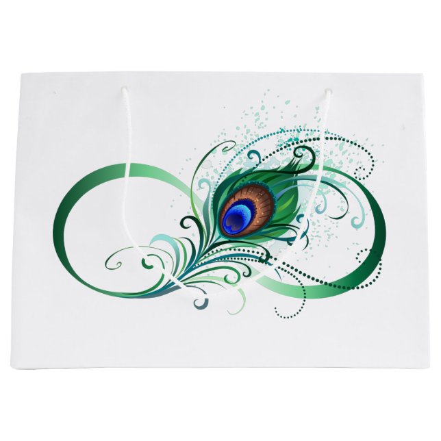 Sacola Para Presentes Grande Símbolo Infinito com Pavão (Frente)