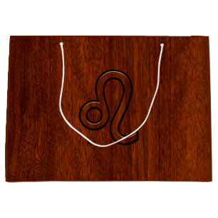 Sacola Para Presentes Grande Símbolo Leo Zodiac no estilo Rich Mahogany