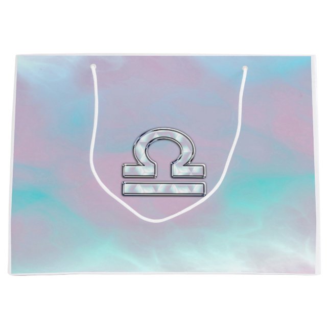 Sacola Para Presentes Grande Símbolo Libra Mãe de Estilo Pérola (Frente)