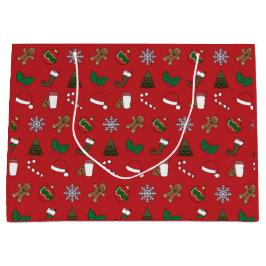 Sacola Para Presentes Grande Símbolos de Férias Elegantes e Cutes