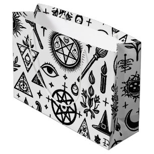 Sacola Para Presentes Grande Símbolos ocultos de bruxaria - Saco do presente