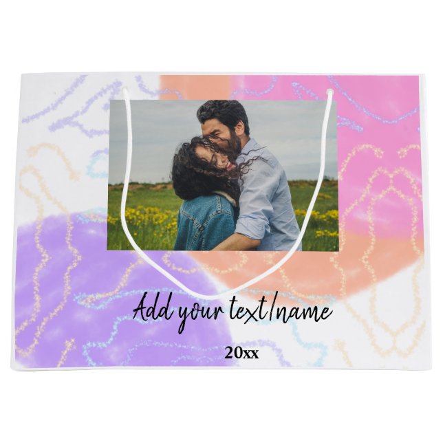 Sacola Para Presentes Grande simple minimal customized name monogram couple  th (Frente)