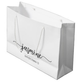 Sacola Para Presentes Grande Simples Monograma Branco Simples - Script Girly