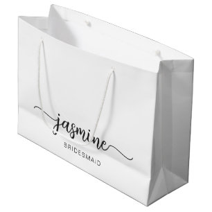 Sacola Para Presentes Grande Simples Monograma Branco Simples - Script Girly