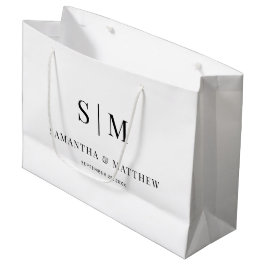Sacola Para Presentes Grande Simples Patrocinadores de Casamento de Iniciais de
