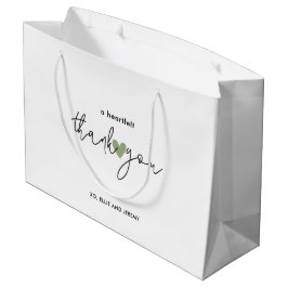 Sacola Para Presentes Grande Simples Script de Caligrafia Casamento Coração Ver