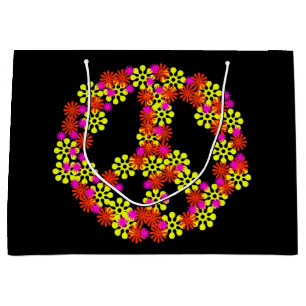 Sacola Para Presentes Grande Sinal de paz da flor