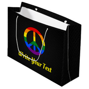 Sacola Para Presentes Grande Sinal de paz de bandeira LGBT