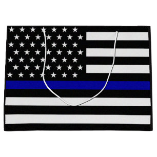 Sacola Para Presentes Grande Sinalizador de Polícia de Linha Azul Fino