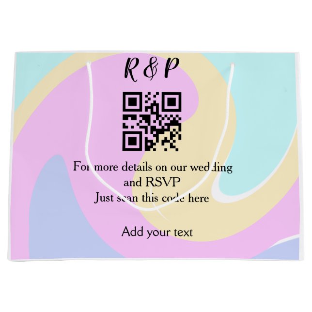 Sacola Para Presentes Grande site de casamento rsvp código q r adicionar nome t (Frente)