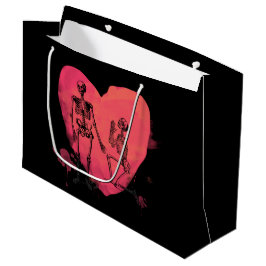 Sacola Para Presentes Grande Skeleton Love Watercolor Heart