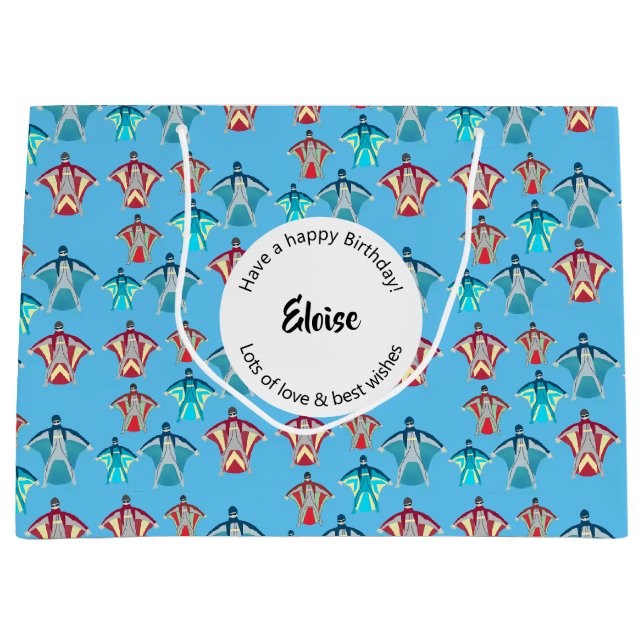 Sacola Para Presentes Grande Skydiving de macacão (Frente)