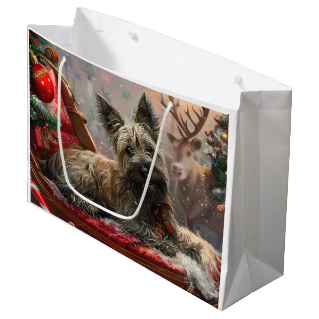 Sacola Para Presentes Grande Skye Terrier Cachorro Natal Festivo (Frente inclinada)
