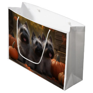 Sacola Para Presentes Grande Skye Terrier Puppy Autumn Delight Pumpkin