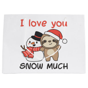 Sacola Para Presentes Grande Sloth I Love You Snow Much Snowman Pun Large Gift 