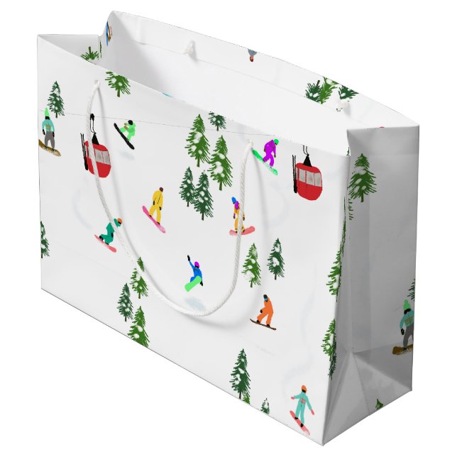 Sacola Para Presentes Grande Snowboarder Moderno (Verso inclinado)