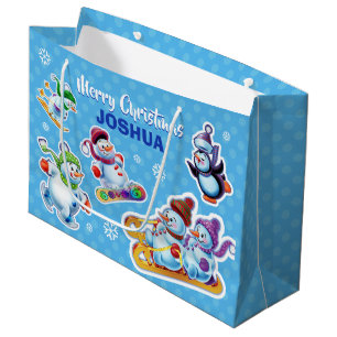 Sacola Para Presentes Grande Snowfolk, um grande saco de presentes brilhante.