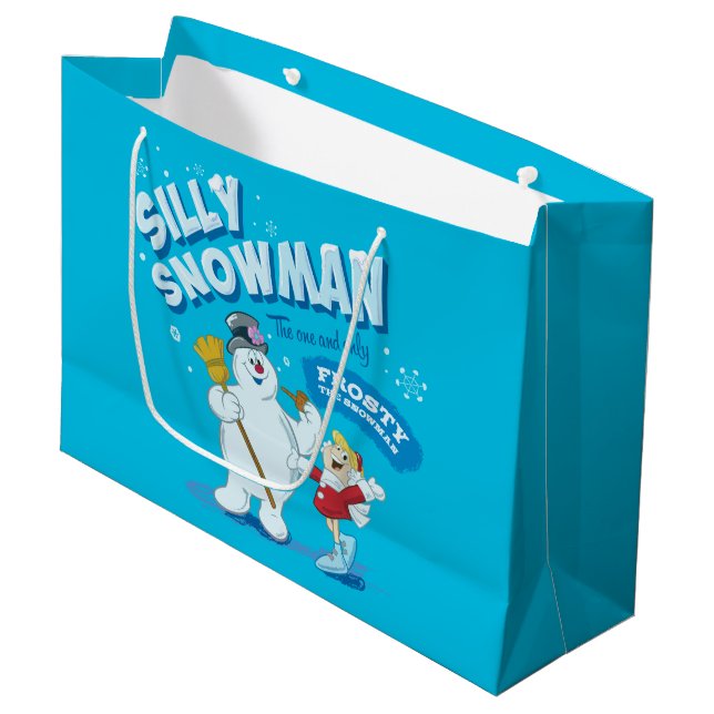 Sacola Para Presentes Grande Snowman™ congelado | "Bobo Snowman" (Frente inclinada)