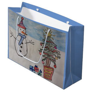 Sacola Para Presentes Grande Snowman e a bolsa de presentes de árvore de Natal