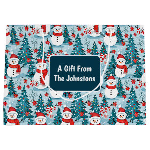 Sacola Para Presentes Grande Snowman no Natal Personalizado