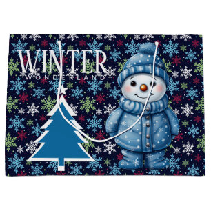 Sacola Para Presentes Grande Snowman Sasonal de inverno