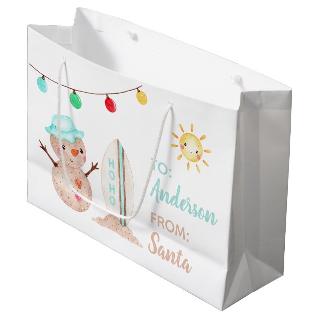 Sacola Para Presentes Grande Snowman Tropical Gift Bag (Frente inclinada)