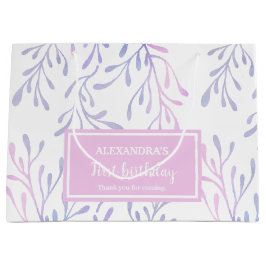 Sacola Para Presentes Grande Sob o mar, primeiro aniversario de algas roxas e r