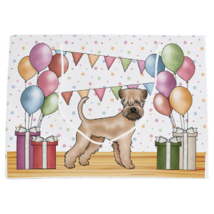Sacola Para Presentes Grande Soft-Coated Wheaten Terrier Aniversário Colorido