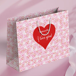 Sacola Para Presentes Grande Soft Pink Hearts I Love You Personalized Valentine