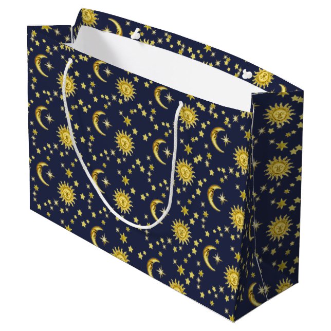 Sacola Para Presentes Grande Sol, Lua e Estrelas (Verso inclinado)