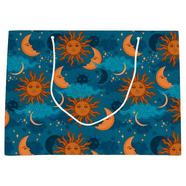 Sacola Para Presentes Grande Sol, Lua e Estrelas - Saco de Presente (Frente)