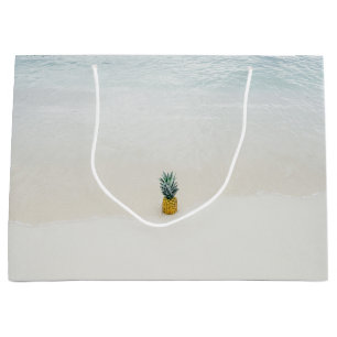 Sacola Para Presentes Grande Solteiro abacaxi na praia
