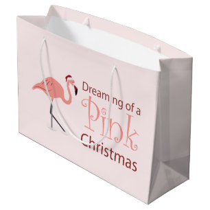 Sacola Para Presentes Grande Sonhando com um Natal cor-de-rosa - Grande Saco do