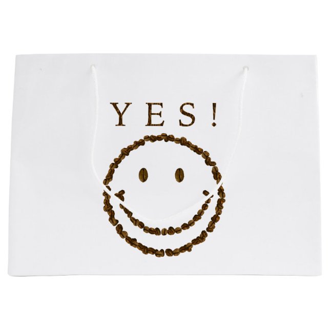 Sacola Para Presentes Grande Sorria com feijões de café (Frente)