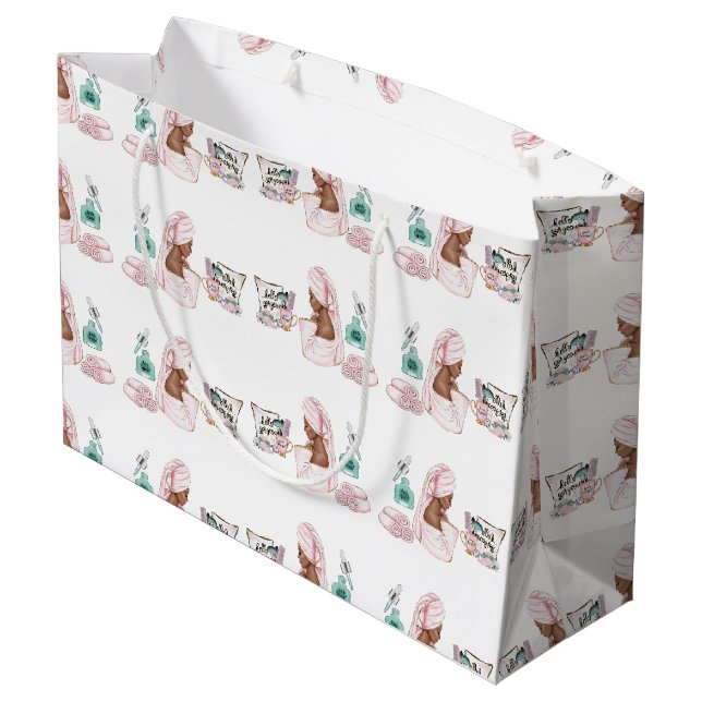 Sacola Para Presentes Grande Spa Birthday Sleepover Pamper Festa de aniversário (Verso inclinado)