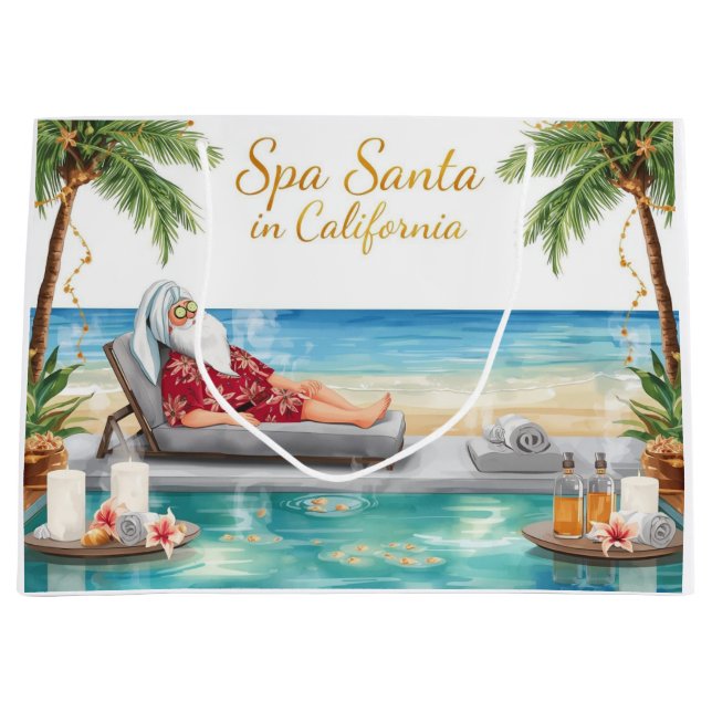 Sacola Para Presentes Grande Spa Santa in LA – Merry Christmas  (Frente)