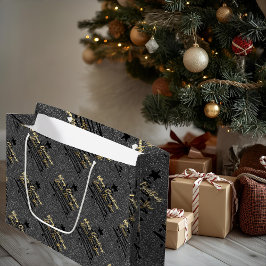 Sacola Para Presentes Grande Sparkly Black Gift Bag