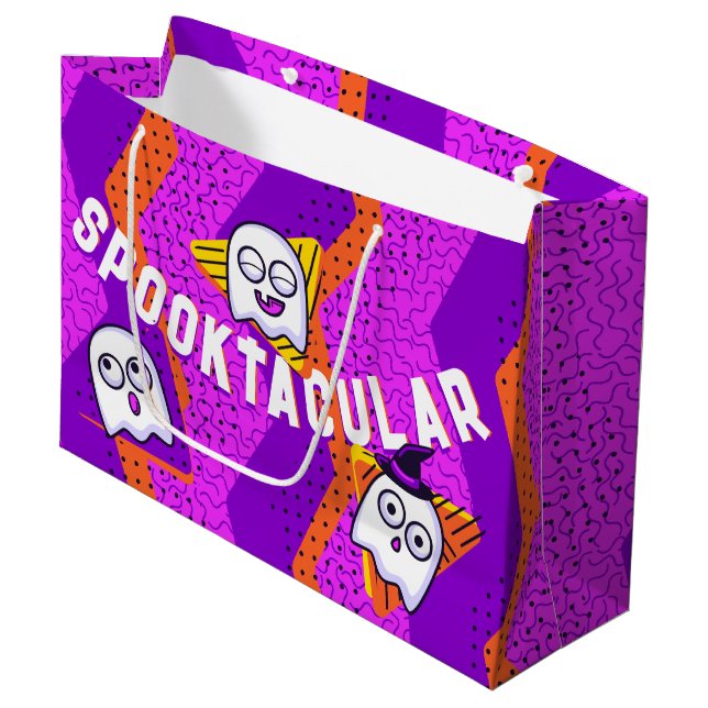Sacola Para Presentes Grande Spooktacular Ghosts Purple Party Bag (Frente inclinada)