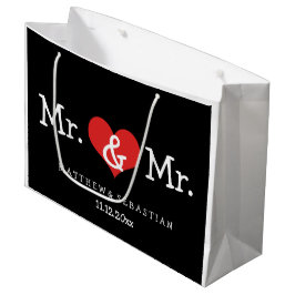 Sacola Para Presentes Grande Sr. e Sr. Red Heart Wedding Personalizado