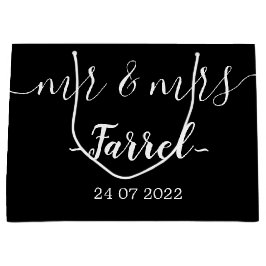 Sacola Para Presentes Grande Sr. Elegante Negro e Sra. Dia do Casamento Dão Bag